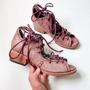 Freebird by Steven Peace Genuine Leather Lace Up Sandals Purple Size 6